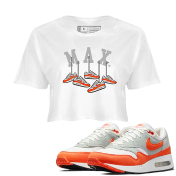 Air Max 1 OG '86 'Summit White and Cosmic Clay shirts to match jordans Hanging Sneakers sneaker match tees Air Max 1 Cosmic Clay match shoes to clothes SNRT Sneaker Tees unisex cotton White 1 crop tee