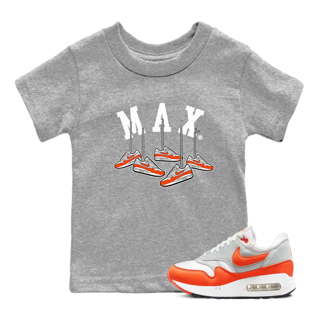 Air Max 1 OG '86 'Summit White and Cosmic Clay shirts to match jordans Hanging Sneakers sneaker match tees Air Max 1 Cosmic Clay match shoes to clothes SNRT Sneaker Tees Youth Baby Heather Grey 1 tee