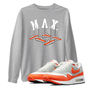 Air Max 1 OG '86 'Summit White and Cosmic Clay shirts to match jordans Hanging Sneakers sneaker match tees Air Max 1 Cosmic Clay match shoes to clothes SNRT Sneaker Tees unisex cotton Heather Grey 1 shirts