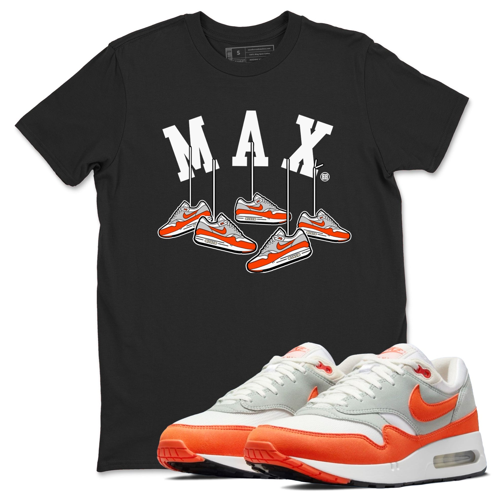 Air Max 1 OG '86 'Summit White and Cosmic Clay shirts to match jordans Hanging Sneakers sneaker match tees Air Max 1 Cosmic Clay match shoes to clothes SNRT Sneaker Tees unisex cotton Black 1 shirts