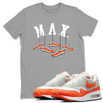 Air Max 1 OG '86 'Summit White and Cosmic Clay shirts to match jordans Hanging Sneakers sneaker match tees Air Max 1 Cosmic Clay match shoes to clothes SNRT Sneaker Tees unisex cotton Heather Grey 1 shirts