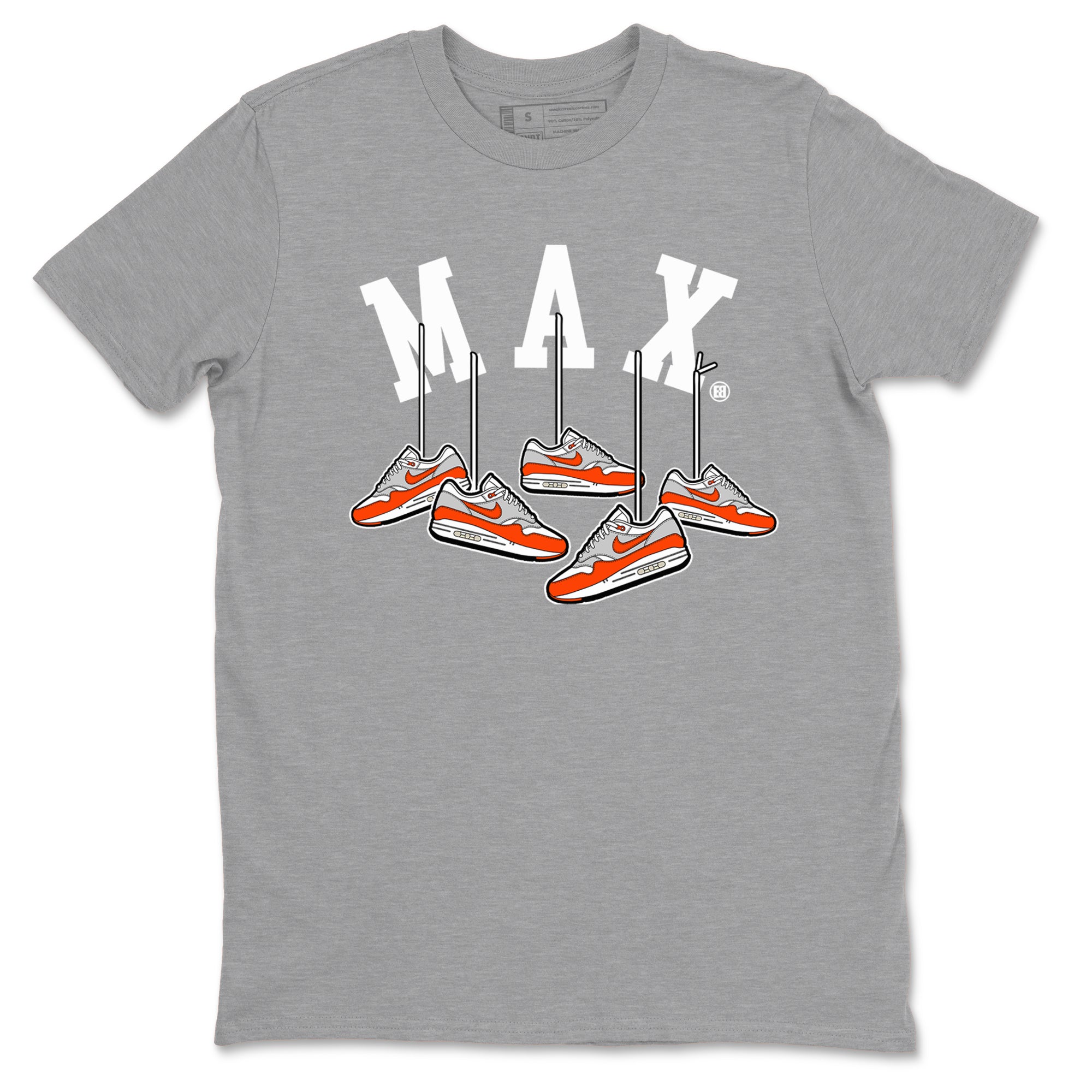 Air Max 1 OG '86 'Summit White and Cosmic Clay shirts to match jordans Hanging Sneakers sneaker match tees Air Max 1 Cosmic Clay match shoes to clothes SNRT Sneaker Tees unisex cotton Heather Grey 2 shirts