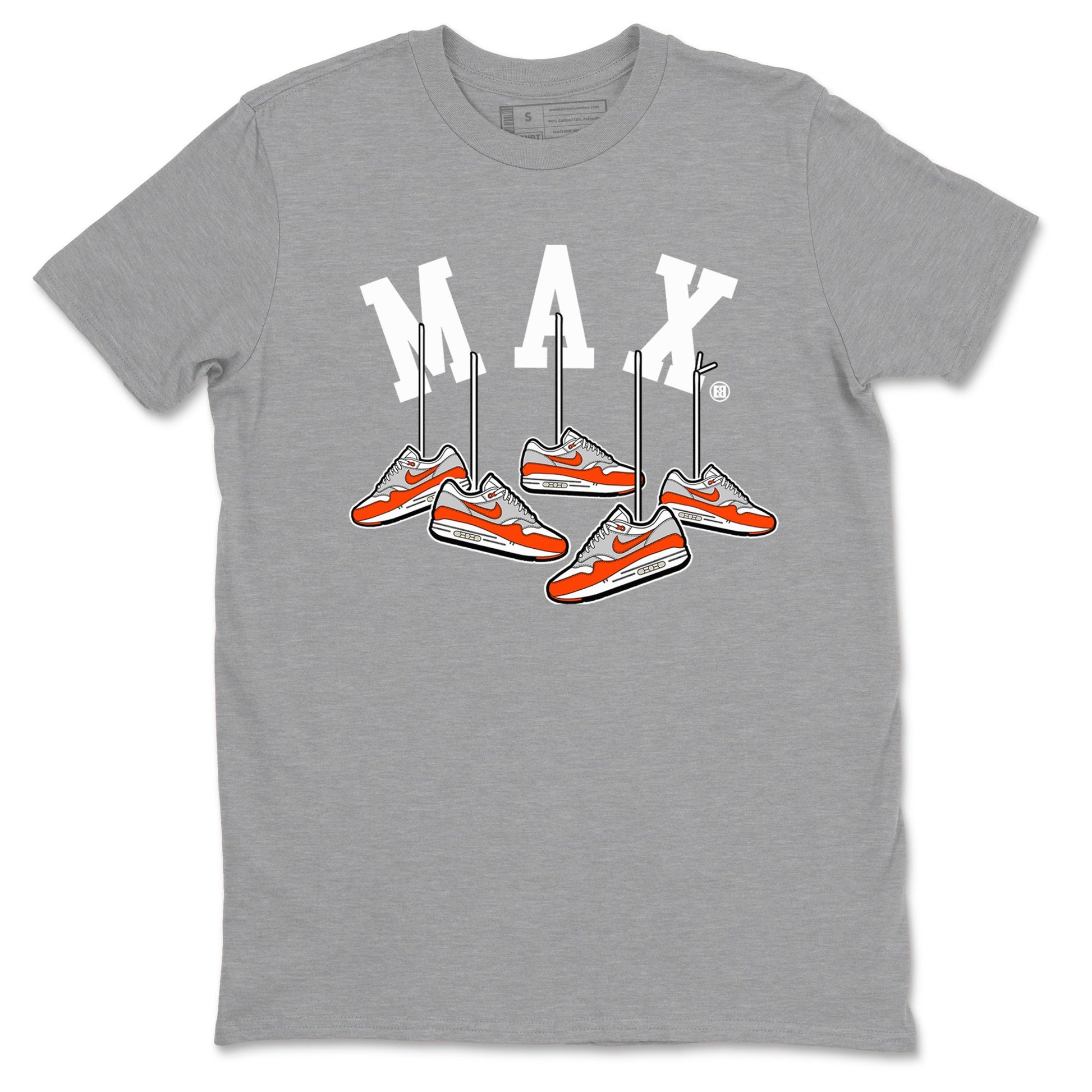 Air Max 1 OG '86 'Summit White and Cosmic Clay shirts to match jordans Hanging Sneakers sneaker match tees Air Max 1 Cosmic Clay match shoes to clothes SNRT Sneaker Tees unisex cotton Heather Grey 2 shirts