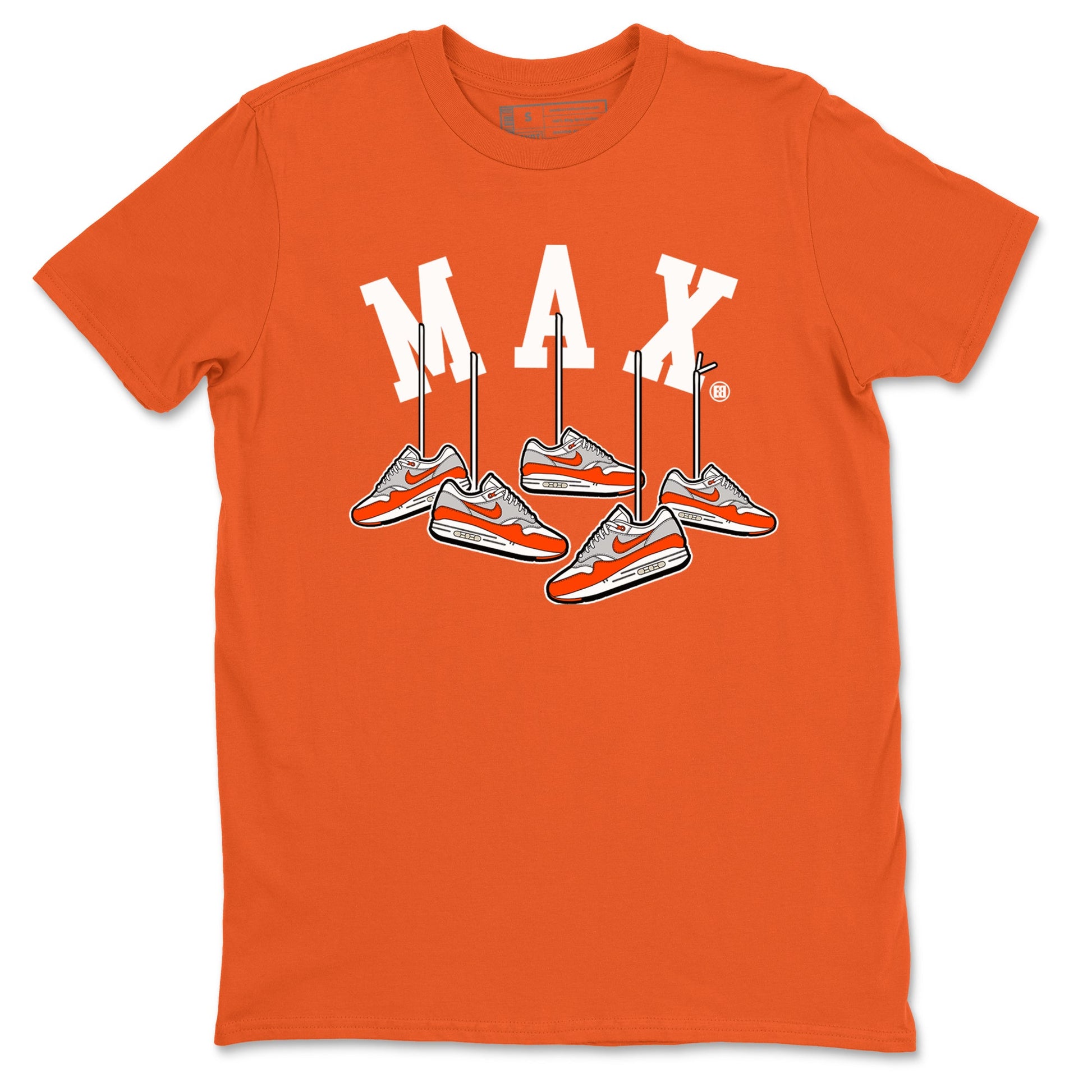 Air Max 1 OG '86 'Summit White and Cosmic Clay shirts to match jordans Hanging Sneakers sneaker match tees Air Max 1 Cosmic Clay match shoes to clothes SNRT Sneaker Tees unisex cotton Orange 2 shirts
