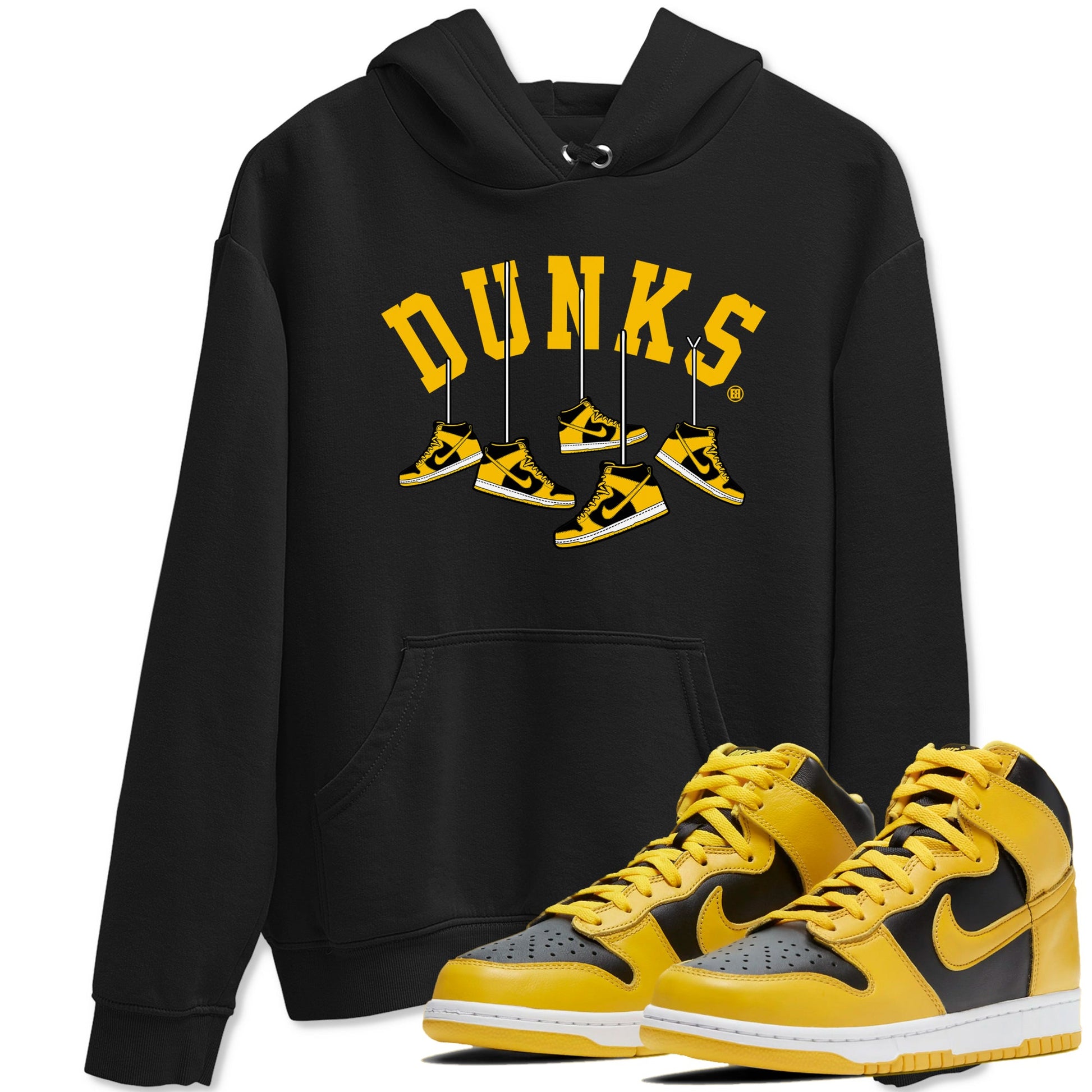 Dunk High Pollen Shirts To Match Jordans Hanging Sneakers sneaker match tees Dunk High Iowa Tee SNRT Sneaker Release Tees unisex cotton Black 1 crew neck shirts