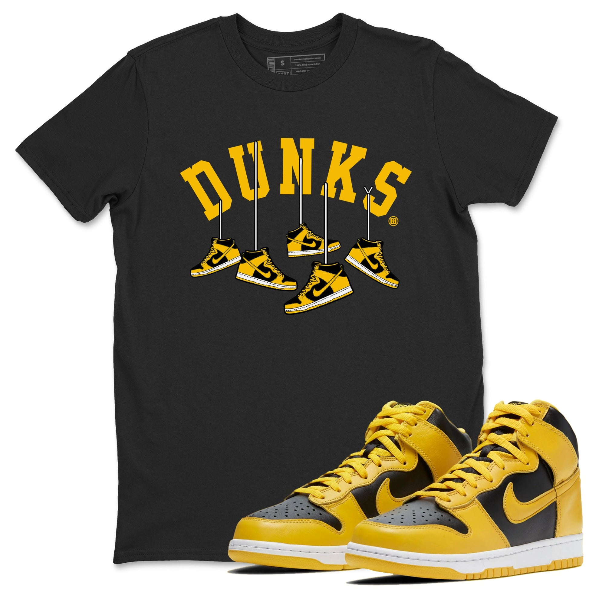 Dunk High Pollen Shirts To Match Jordans Hanging Sneakers sneaker match tees Dunk High Iowa Tee SNRT Sneaker Release Tees unisex cotton Black 1 crew neck shirts