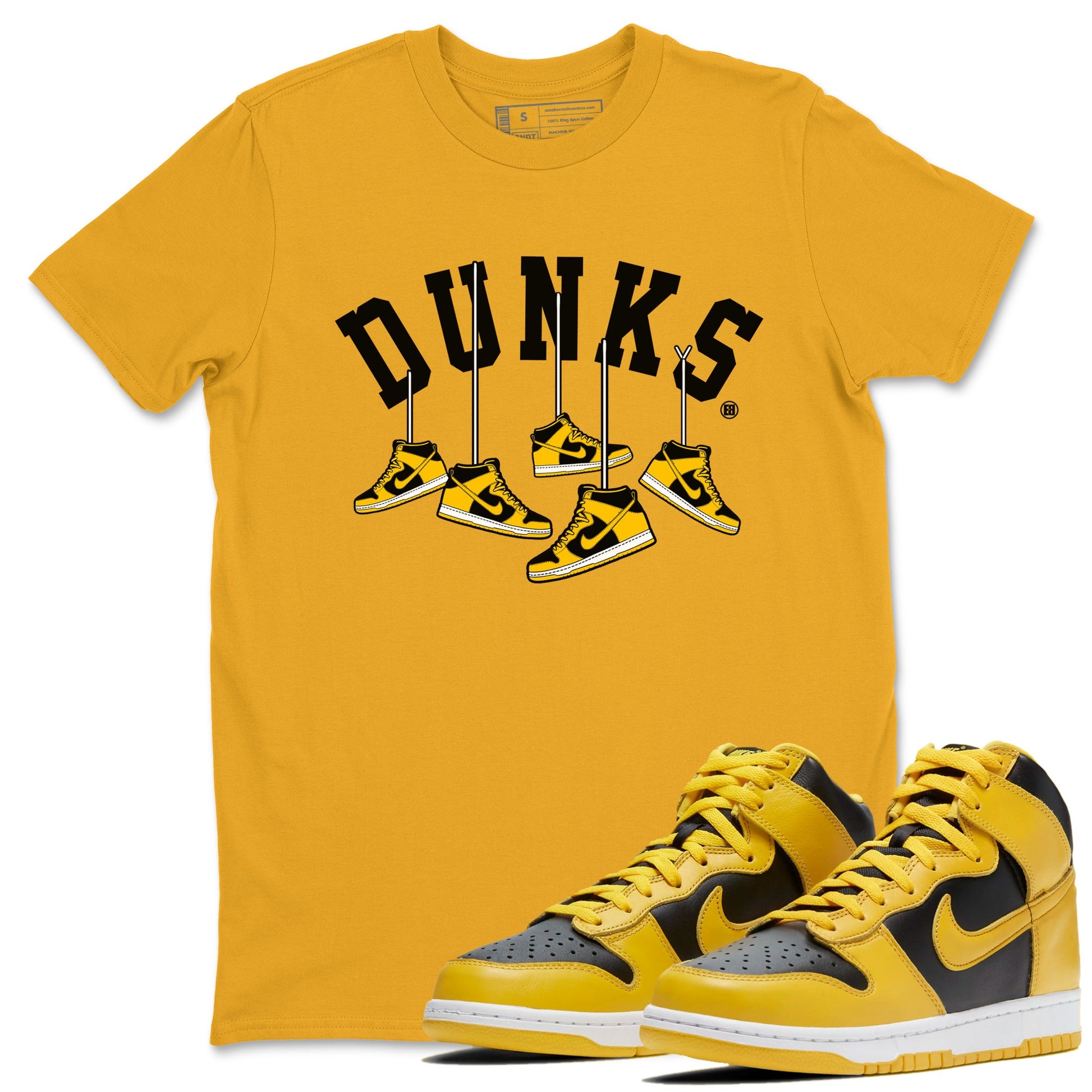 Dunk High Pollen Shirts To Match Jordans Hanging Sneakers sneaker match tees Dunk High Iowa Tee SNRT Sneaker Release Tees unisex cotton Gold 1 crew neck shirts