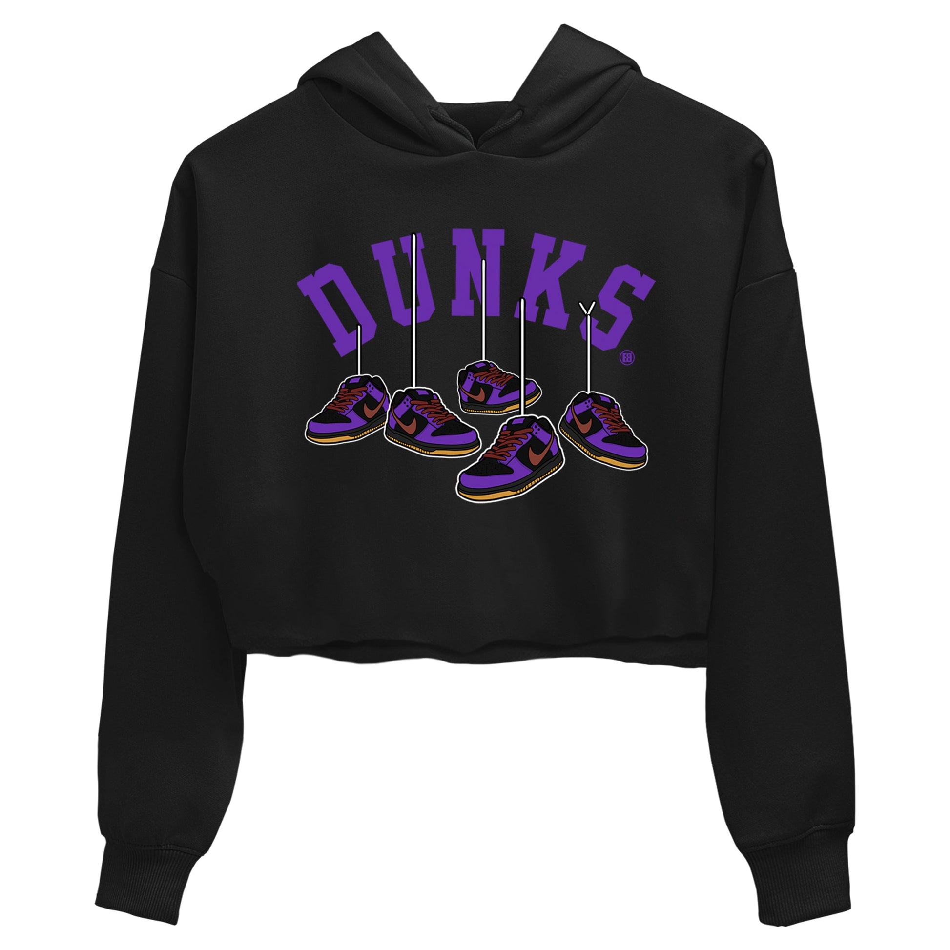 Sneaker match tees – Sneaker Threads To Match Dunk Low Persian Violet Shoes – Hanging Sneakers Crop T-Shirt Black 2