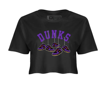 Sneaker match tees – Sneaker Threads To Match Dunk Low Persian Violet Shoes – Hanging Sneakers Crop T-Shirt Black 2
