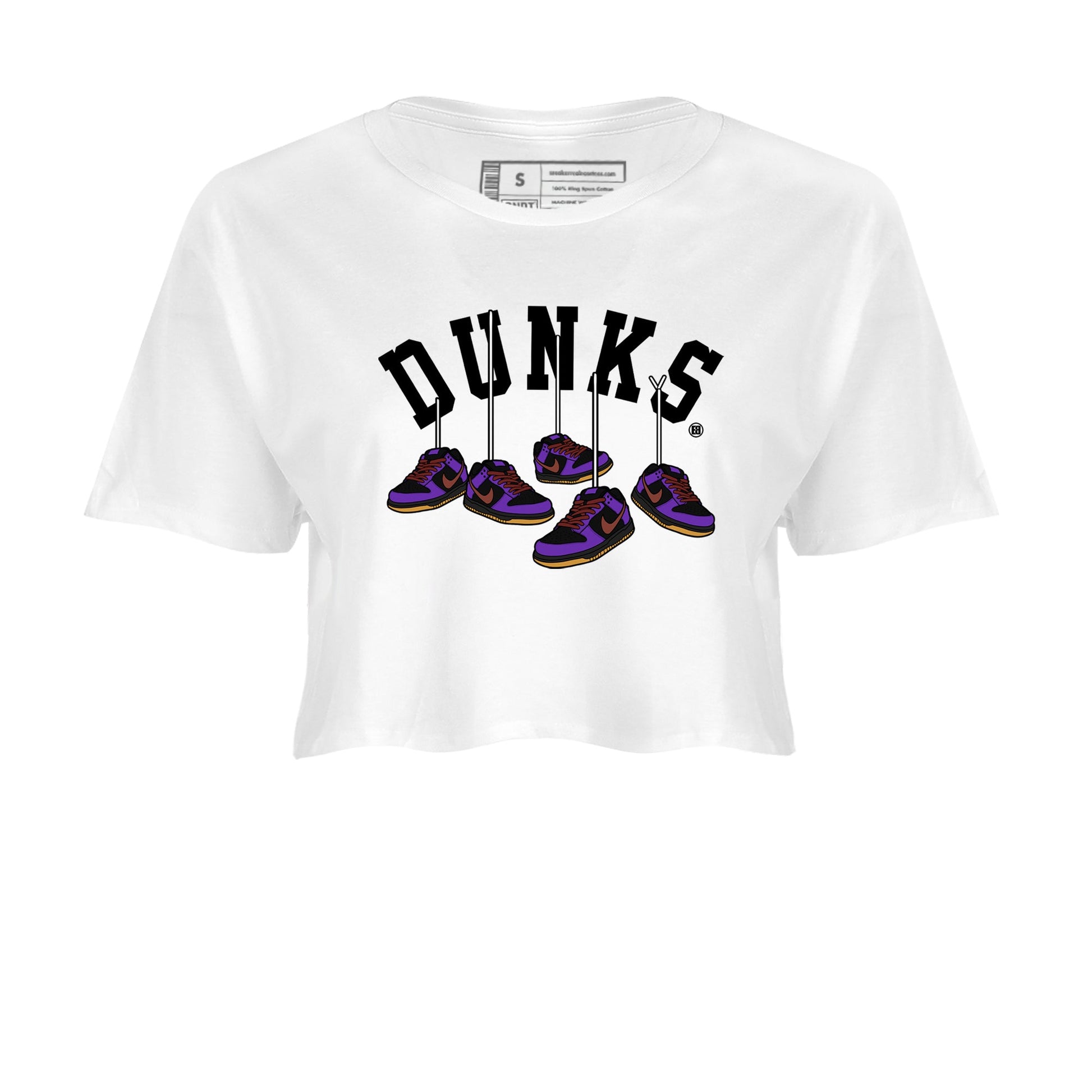 Sneaker match tees – Sneaker Threads To Match Dunk Low Persian Violet Shoes – Hanging Sneakers Crop T-Shirt White 2