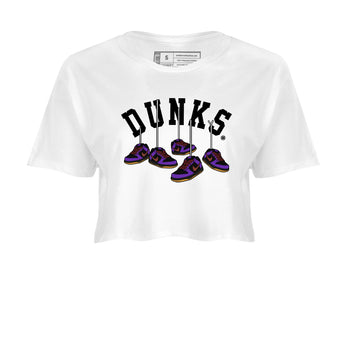 Sneaker match tees – Sneaker Threads To Match Dunk Low Persian Violet Shoes – Hanging Sneakers Crop T-Shirt White 2
