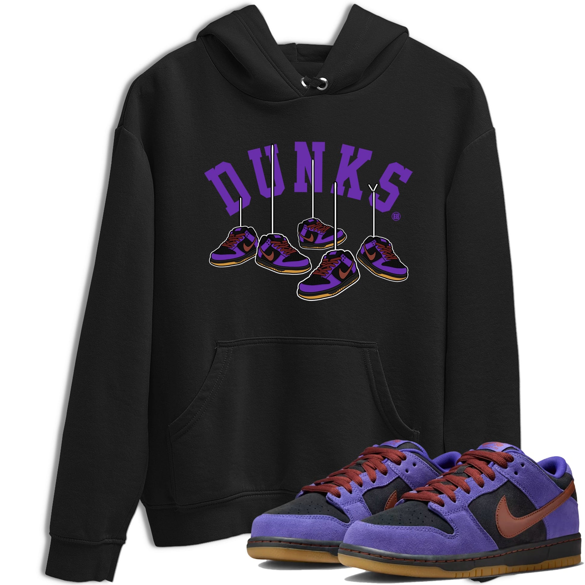 Sneaker match tees – Sneaker Threads To Match Dunk Low Persian Violet Shoes – Hanging Sneakers Tee Black 1