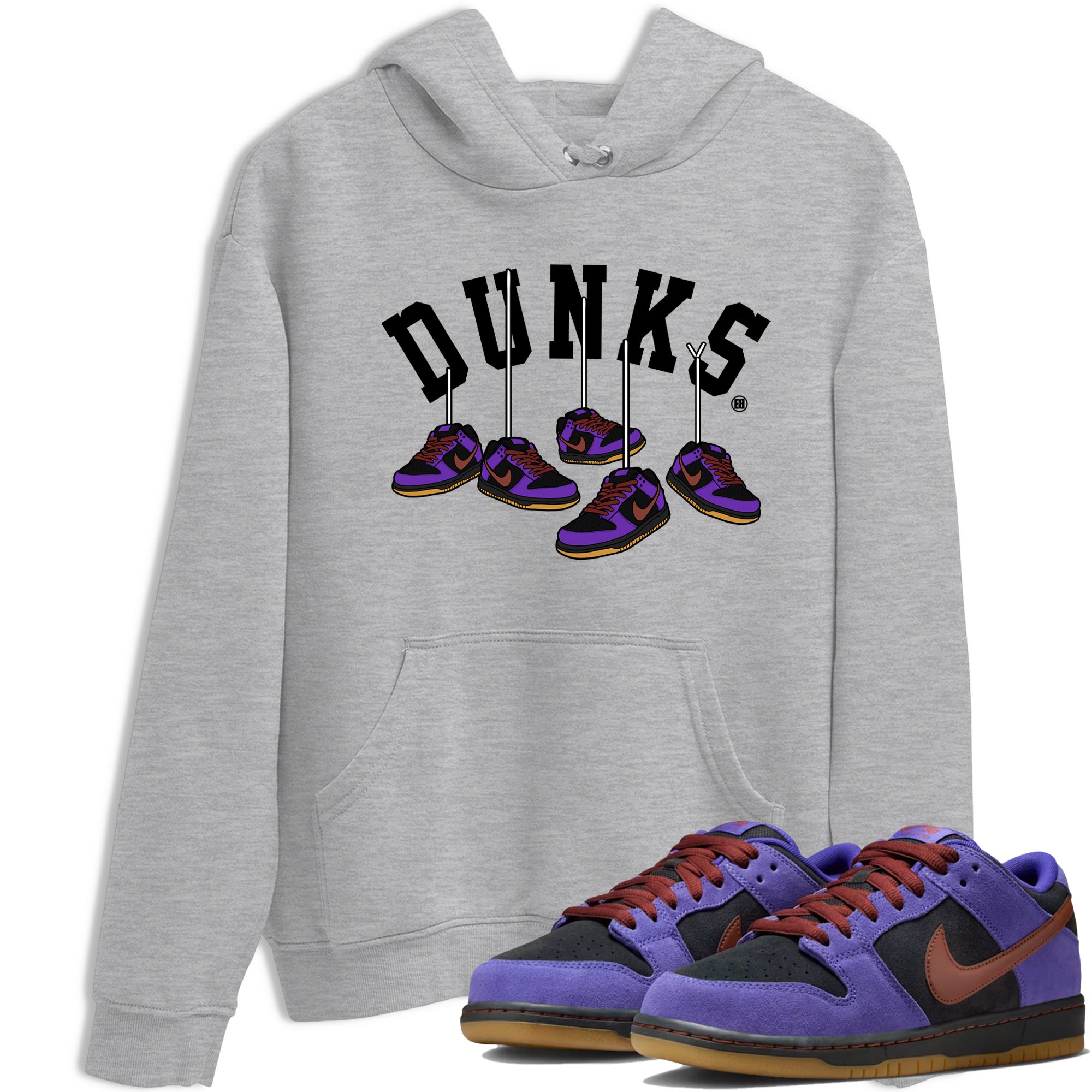 Sneaker match tees – Sneaker Threads To Match Dunk Low Persian Violet Shoes – Hanging Sneakers Tee Heather Grey 1