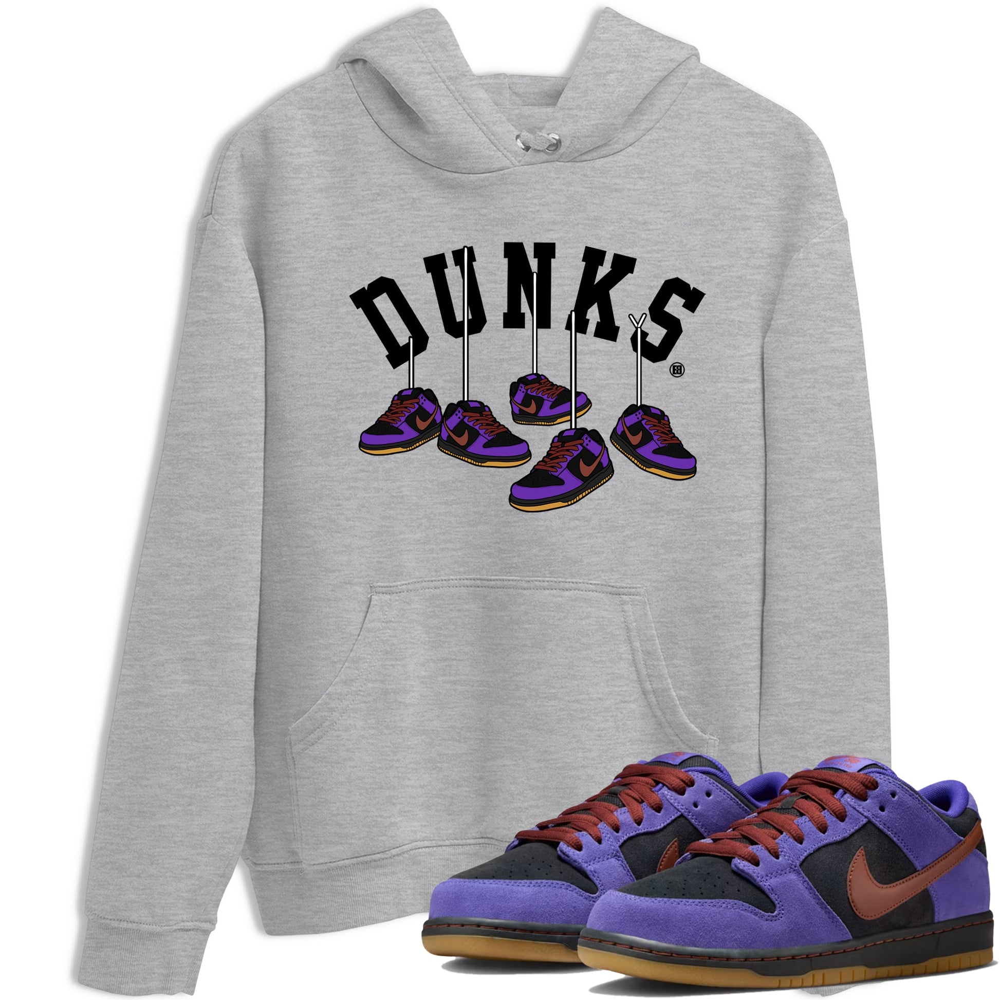 Sneaker match tees – Sneaker Threads To Match Dunk Low Persian Violet Shoes – Hanging Sneakers Tee Heather Grey 1