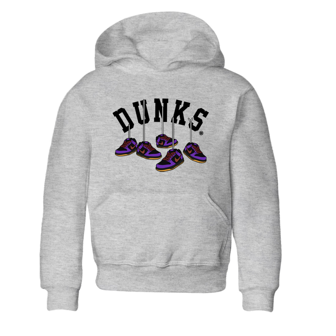Sneaker match tees – Sneaker Threads To Match Dunk Low Persian Violet Shoes – Hanging Sneakers Kids T-Shirt Heather Grey 2