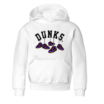 Sneaker match tees – Sneaker Threads To Match Dunk Low Persian Violet Shoes – Hanging Sneakers Kids T-Shirt White 2