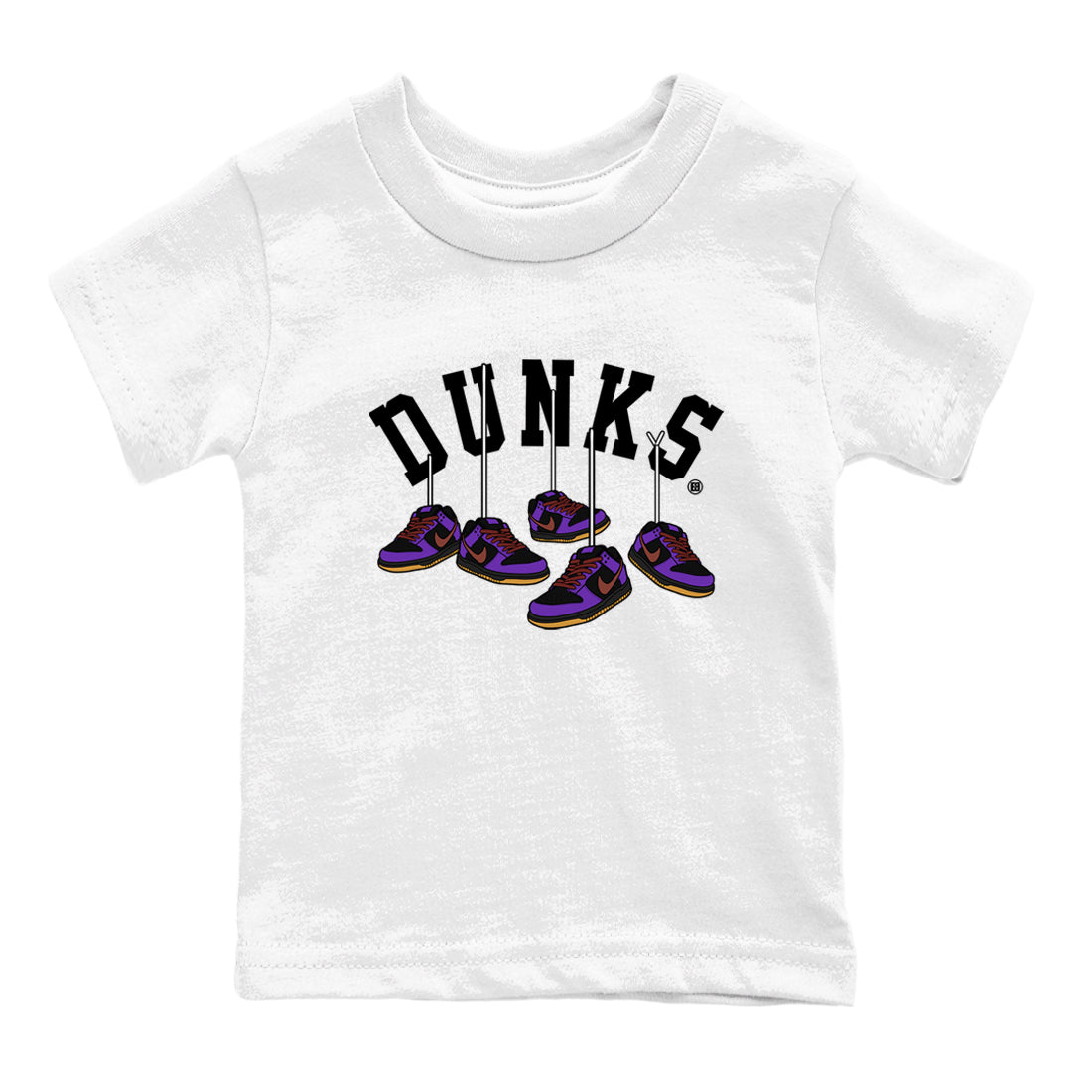 Sneaker match tees – Sneaker Threads To Match Dunk Low Persian Violet Shoes – Hanging Sneakers Kids T-Shirt White 2