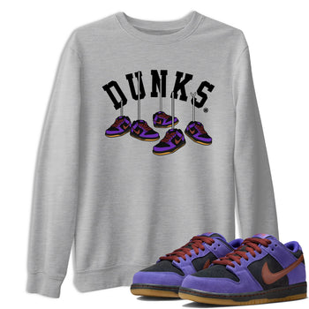 Sneaker match tees – Sneaker Threads To Match Dunk Low Persian Violet Shoes – Hanging Sneakers Tee Heather Grey 1