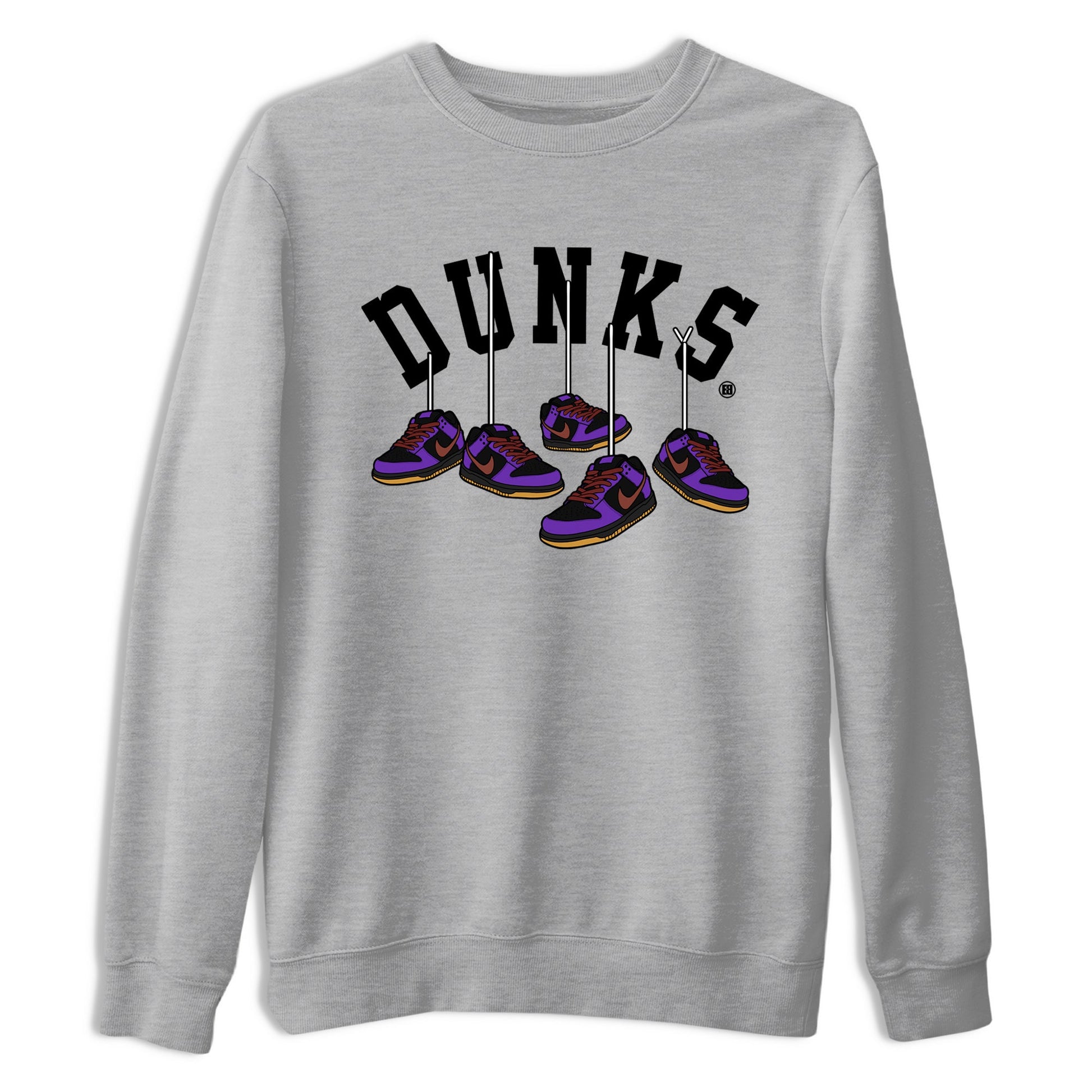 Sneaker match tees – Sneaker Threads To Match Dunk Low Persian Violet Shoes – Hanging Sneakers Tee Heather Grey 2
