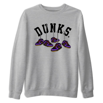 Sneaker match tees – Sneaker Threads To Match Dunk Low Persian Violet Shoes – Hanging Sneakers Tee Heather Grey 2