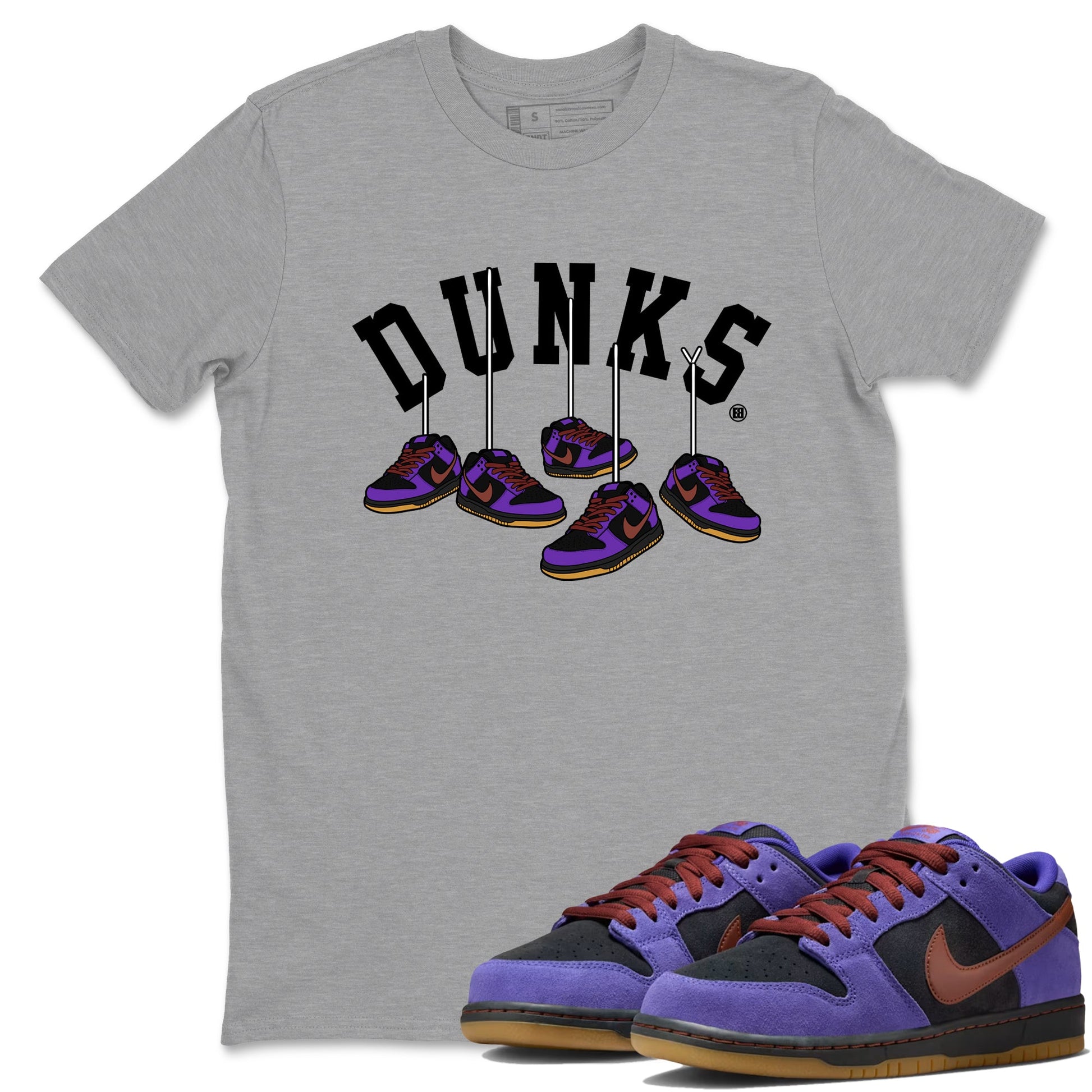 Sneaker match tees – Sneaker Threads To Match Dunk Low Persian Violet Shoes – Hanging Sneakers Tee Heather Grey 1