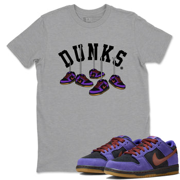 Sneaker match tees – Sneaker Threads To Match Dunk Low Persian Violet Shoes – Hanging Sneakers Tee Heather Grey 1