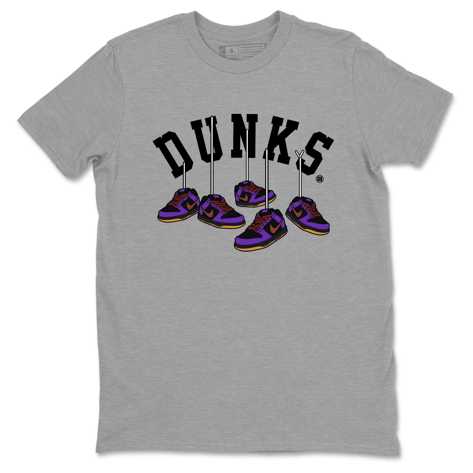 Sneaker match tees – Sneaker Threads To Match Dunk Low Persian Violet Shoes – Hanging Sneakers Tee Heather Grey 2