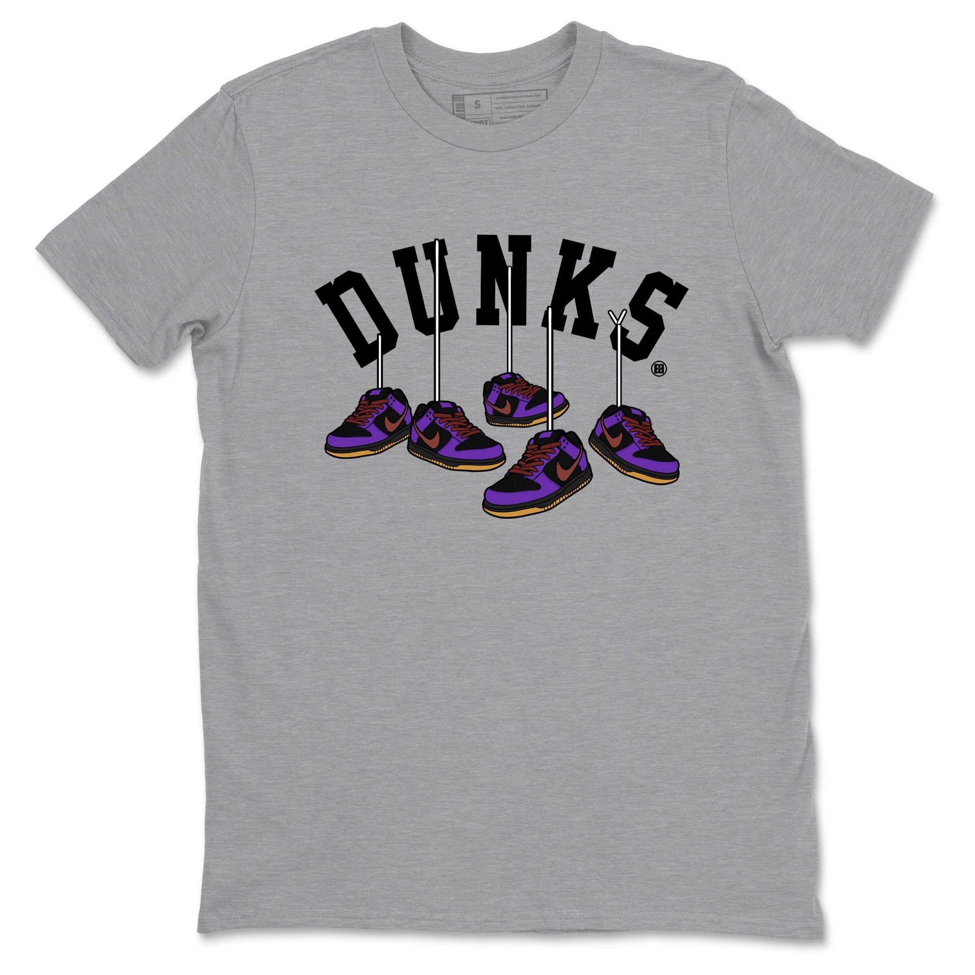 Sneaker match tees – Sneaker Threads To Match Dunk Low Persian Violet Shoes – Hanging Sneakers Tee Heather Grey 2