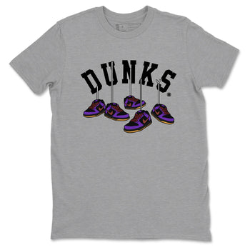 Sneaker match tees – Sneaker Threads To Match Dunk Low Persian Violet Shoes – Hanging Sneakers Tee Heather Grey 2