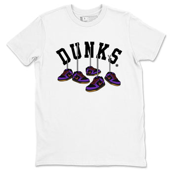 Sneaker match tees – Sneaker Threads To Match Dunk Low Persian Violet Shoes – Hanging Sneakers Tee White 2