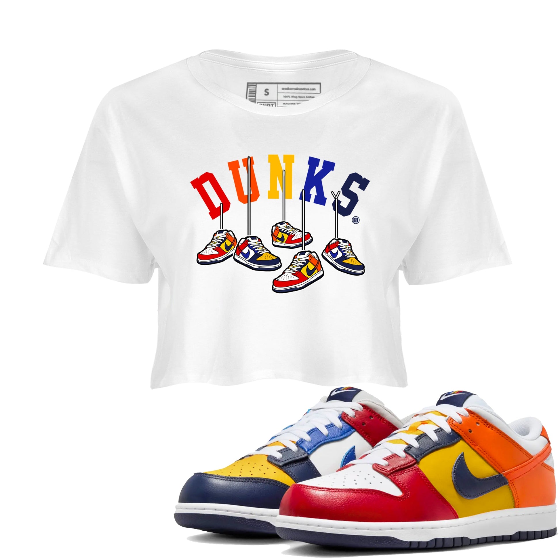 Dunk What The t shirts to match sneakers Hanging Sneakers sneaker match tees Dunk Low CO.JP What The shirt SNRT Sneaker Tees unisex cotton White 1 crop tee