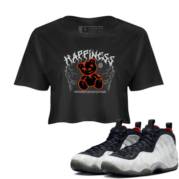 Foams One Jin shirts to match jordans Happiness Bear sneaker match tees Air Foamposite One Jin match shoes to clothes SNRT Sneaker Tees unisex cotton Black 1 crop tee