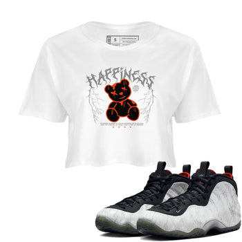 Foams One Jin shirts to match jordans Happiness Bear sneaker match tees Air Foamposite One Jin match shoes to clothes SNRT Sneaker Tees unisex cotton White 1 crop tee