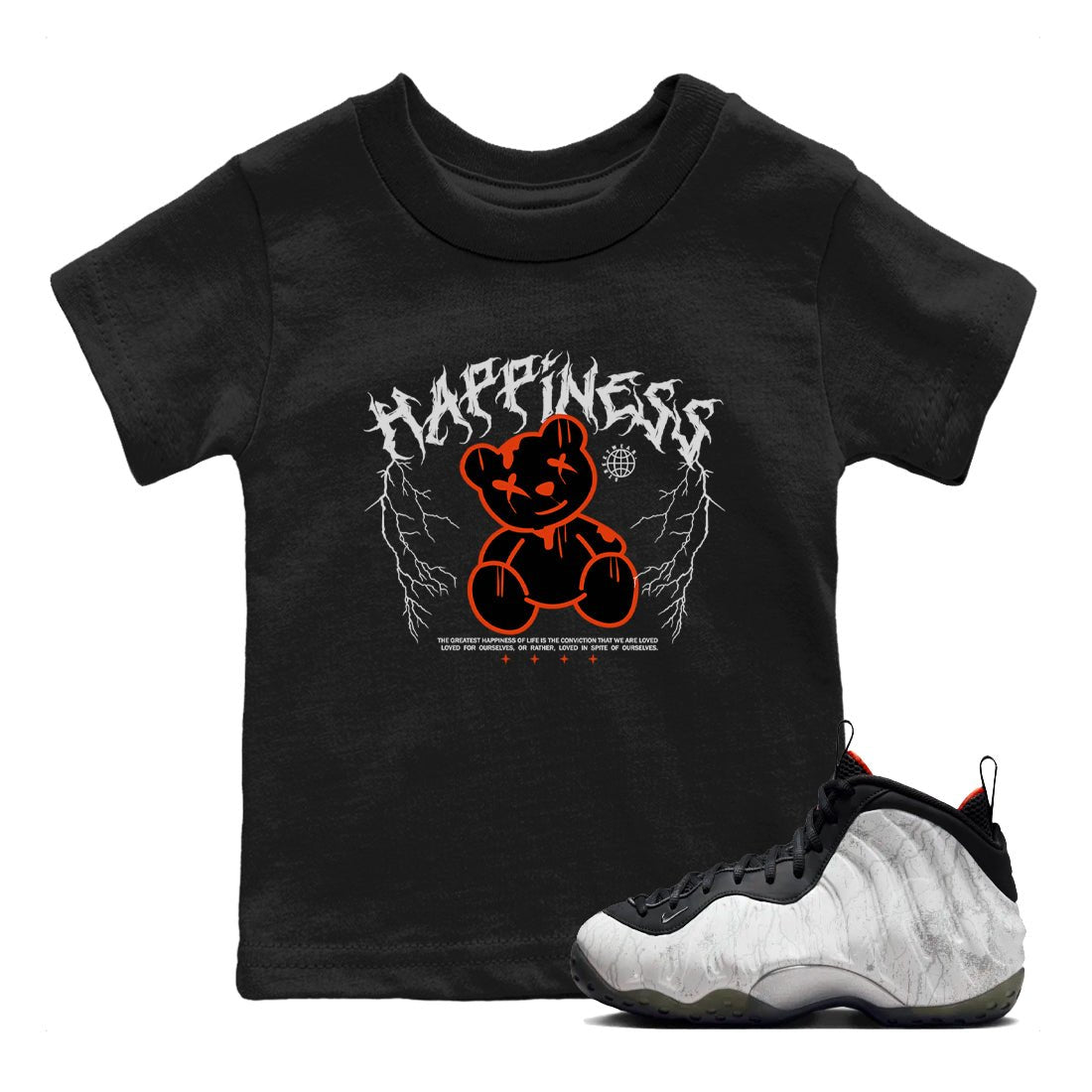 Foams One Jin shirts to match jordans Happiness Bear sneaker match tees Air Foamposite One Jin match shoes to clothes SNRT Sneaker Tees Youth Baby Black 1 tee
