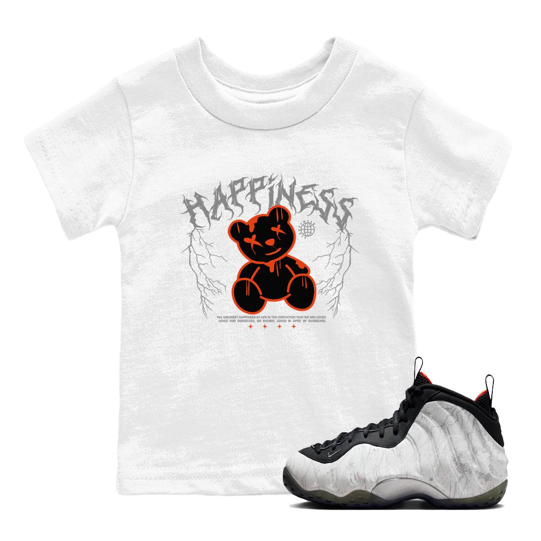 Foams One Jin shirts to match jordans Happiness Bear sneaker match tees Air Foamposite One Jin match shoes to clothes SNRT Sneaker Tees Youth Baby White 1 tee