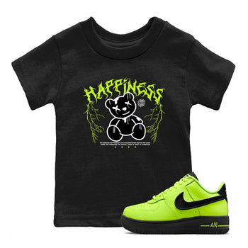 Air Force 1 Low Dance Volt t-shirts to match sneakers Happiness Bear sneaker match tees Air Force 1 Volt match shoes to clothes SNRT Sneaker Tees Youth Baby Black 1 tee