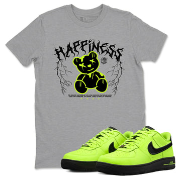 Air Force 1 Low Dance Volt t-shirts to match sneakers Happiness Bear sneaker match tees Air Force 1 Volt match shoes to clothes SNRT Sneaker Tees unisex cotton Heather Grey 1 shirts