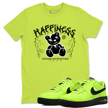 Air Force 1 Low Dance Volt t-shirts to match sneakers Happiness Bear sneaker match tees Air Force 1 Volt match shoes to clothes SNRT Sneaker Tees unisex cotton Safety Green 1 shirts
