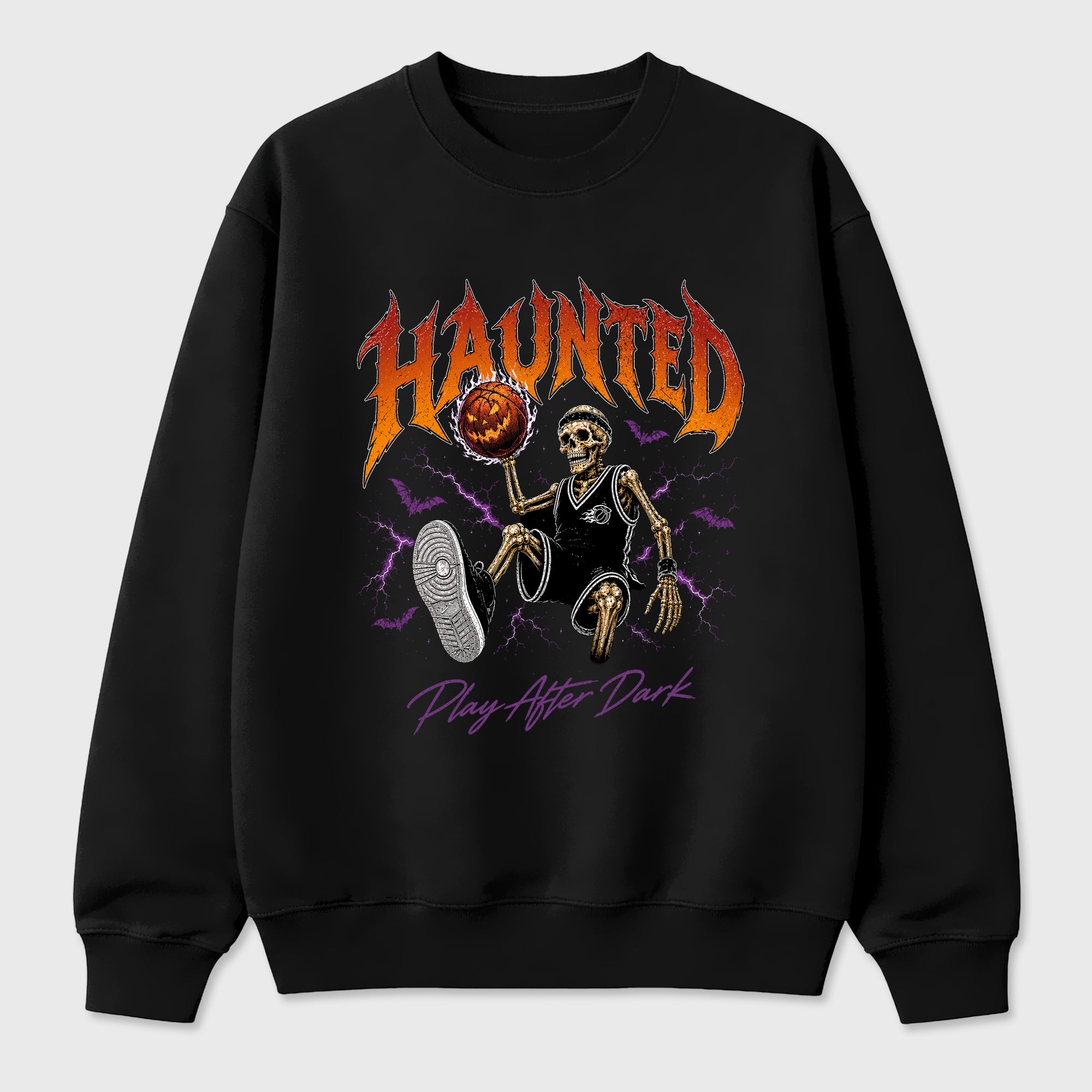Haunted Hoops Graphic T-Shirt featuring original streetwear artwork designed to match the Halloween. Black 2 Graphic Tee.