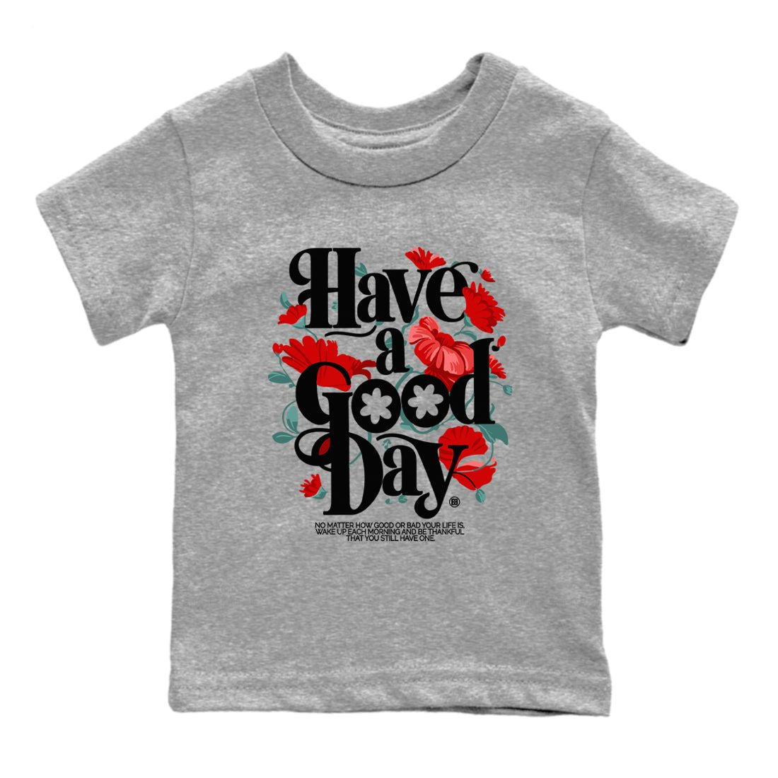 Air Jordan 11 wmns Bred Velvet t shirts to match sneakers Have A Good Day sneaker match tees AJ11 Bred Velvet tee SNRT Sneaker Tees Youth Baby Heather Grey 2 tee