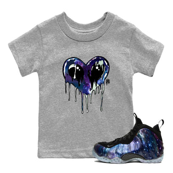 Foams One Galaxy shirts to match jordans Heart Alien sneaker match tees Air Foamposite One Galaxy match shoes to clothes SNRT Sneaker Tees Youth Baby Heather Grey 1 tee