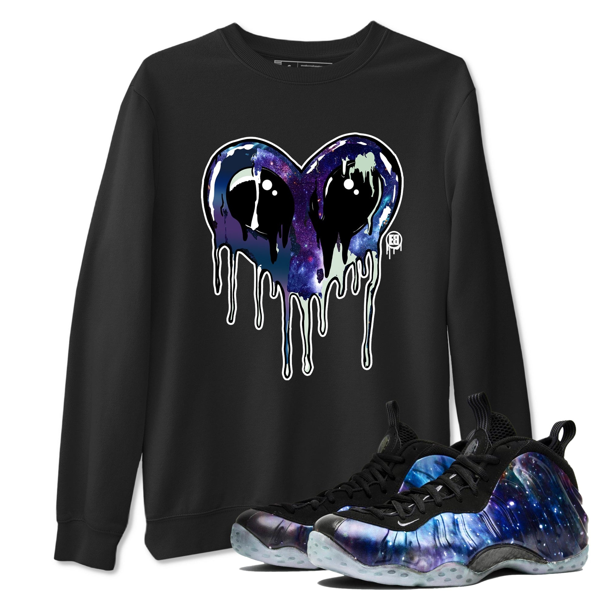 Foams One Galaxy shirts to match jordans Heart Alien sneaker match tees Air Foamposite One Galaxy match shoes to clothes SNRT Sneaker Tees unisex cotton Black 1 shirts