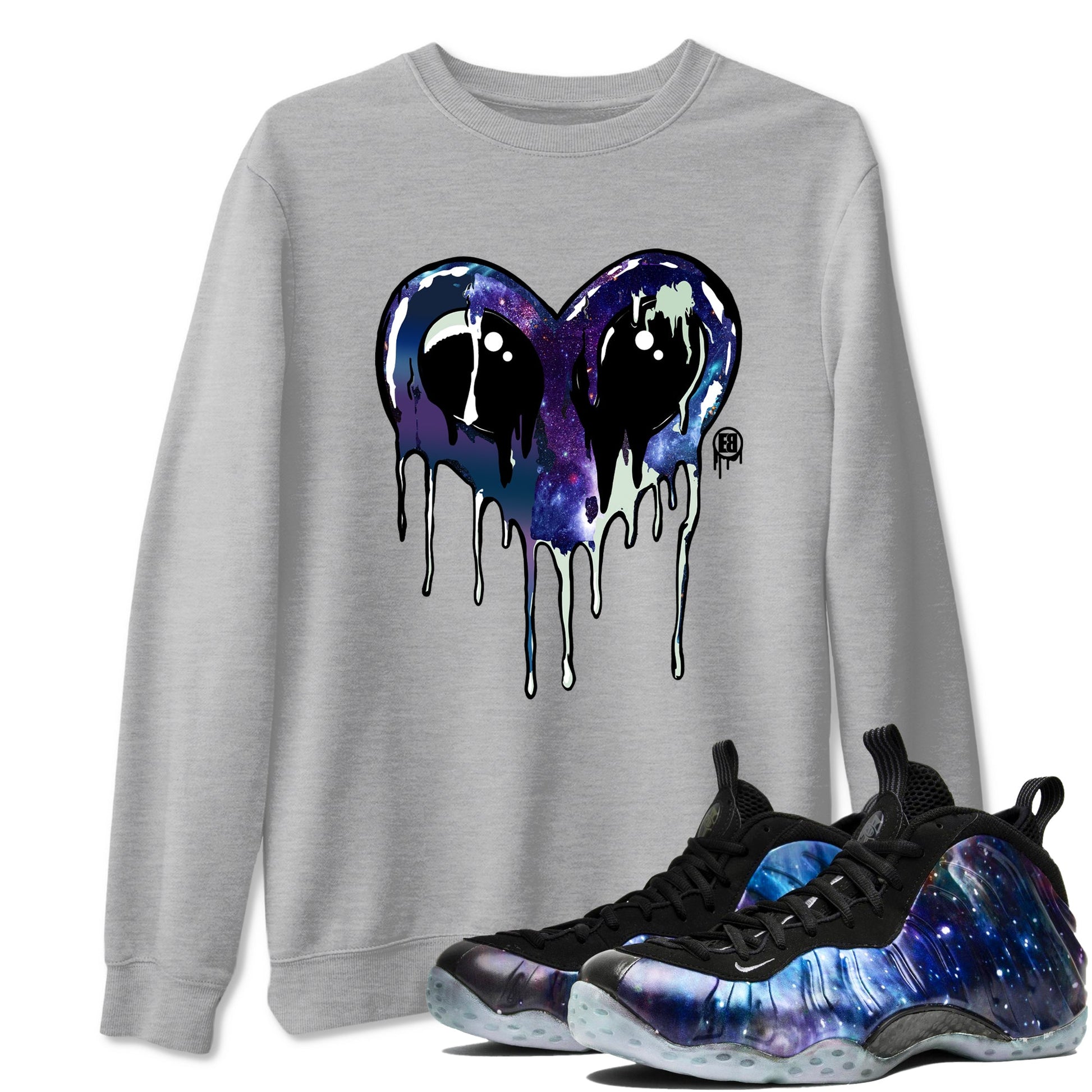 Foams One Galaxy shirts to match jordans Heart Alien sneaker match tees Air Foamposite One Galaxy match shoes to clothes SNRT Sneaker Tees unisex cotton Heather Grey 1 shirts