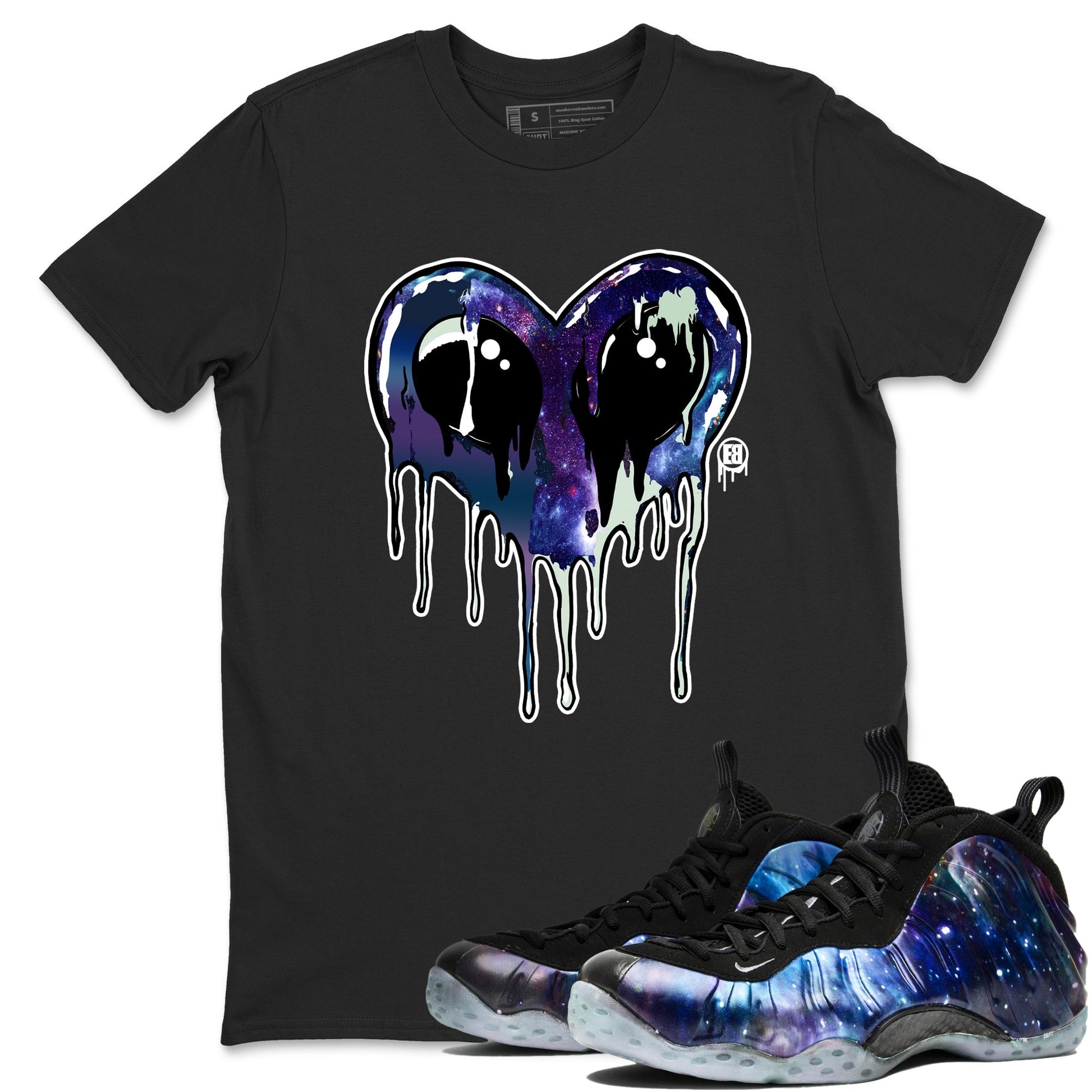 Foams One Galaxy shirts to match jordans Heart Alien sneaker match tees Air Foamposite One Galaxy match shoes to clothes SNRT Sneaker Tees unisex cotton Black 1 shirts