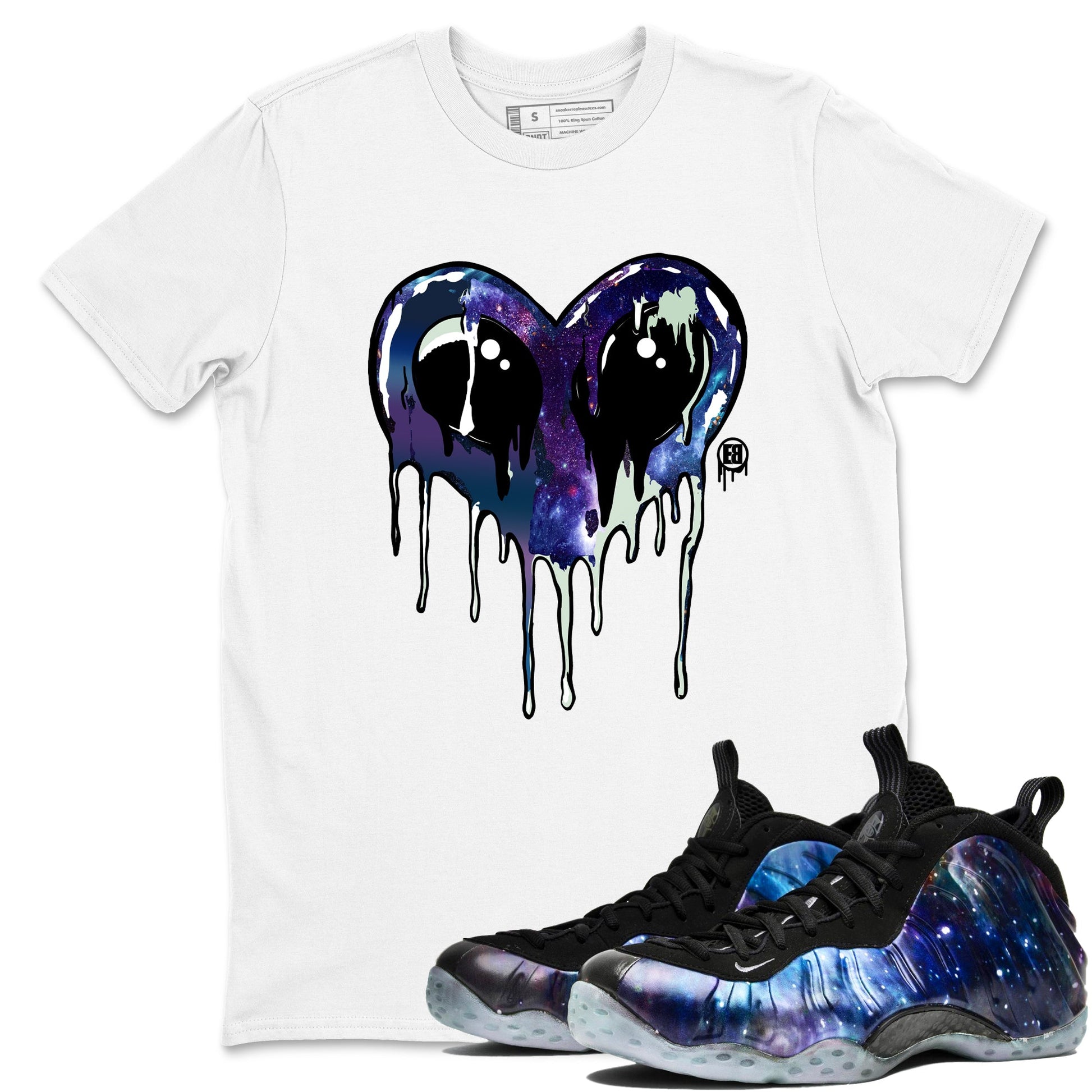 Foams One Galaxy shirts to match jordans Heart Alien sneaker match tees Air Foamposite One Galaxy match shoes to clothes SNRT Sneaker Tees unisex cotton White 1 shirts