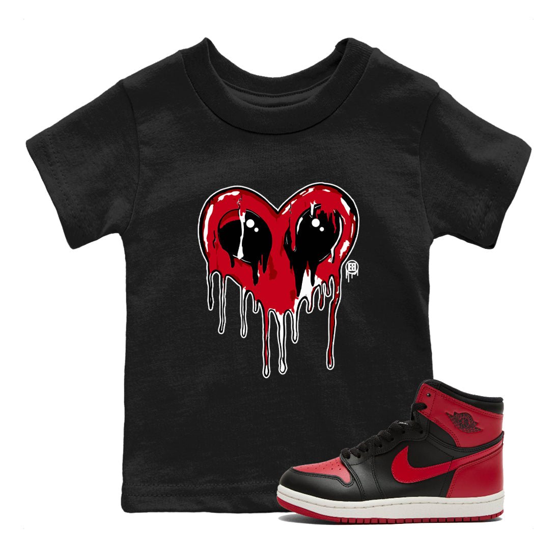 Jordan 1 High '85 "Bred" Graphic shirts Heart Alien Valentine Gift shirts Air Jordan 1 '85 Bred best t-shirts to wear with jordans SNRT Sneaker Tees Youth Baby Black 1 tee