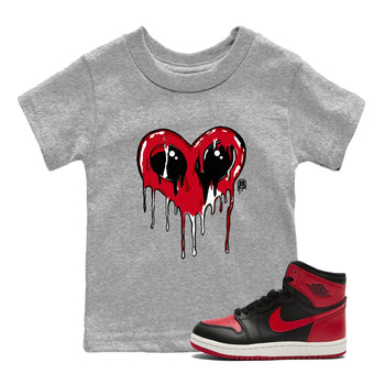 Jordan 1 High '85 "Bred" Graphic shirts Heart Alien Valentine Gift shirts Air Jordan 1 '85 Bred best t-shirts to wear with jordans SNRT Sneaker Tees Youth Baby Heather Grey 1 tee
