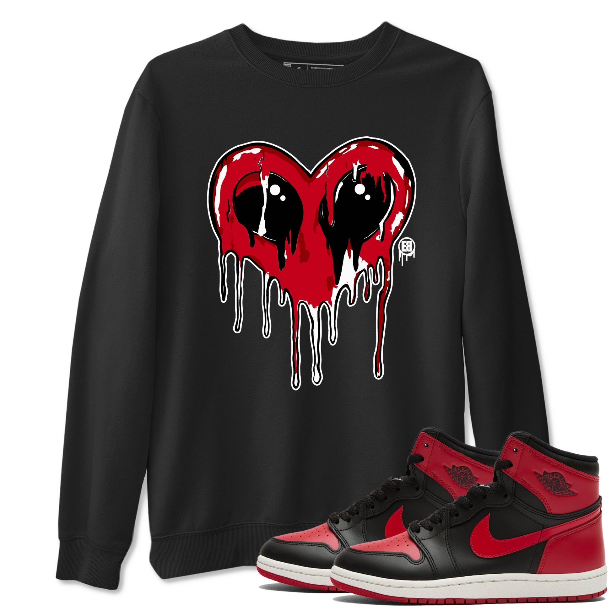 Jordan 1 High '85 "Bred" Graphic shirts Heart Alien Valentine Gift shirts Air Jordan 1 '85 Bred best t-shirts to wear with jordans SNRT Sneaker Tees unisex cotton Black 1 shirts
