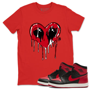 Jordan 1 High '85 "Bred" Graphic shirts Heart Alien Valentine Gift shirts Air Jordan 1 '85 Bred best t-shirts to wear with jordans SNRT Sneaker Tees unisex cotton Red 1 shirts