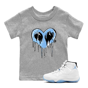 AJ11 Legend Blue Graphic shirts Heart Alien Valentine Gift shirts Air Jordan 11 Legend Blue best t-shirts to wear with jordans SNRT Sneaker Tees Youth Baby Heather Grey 1 tee